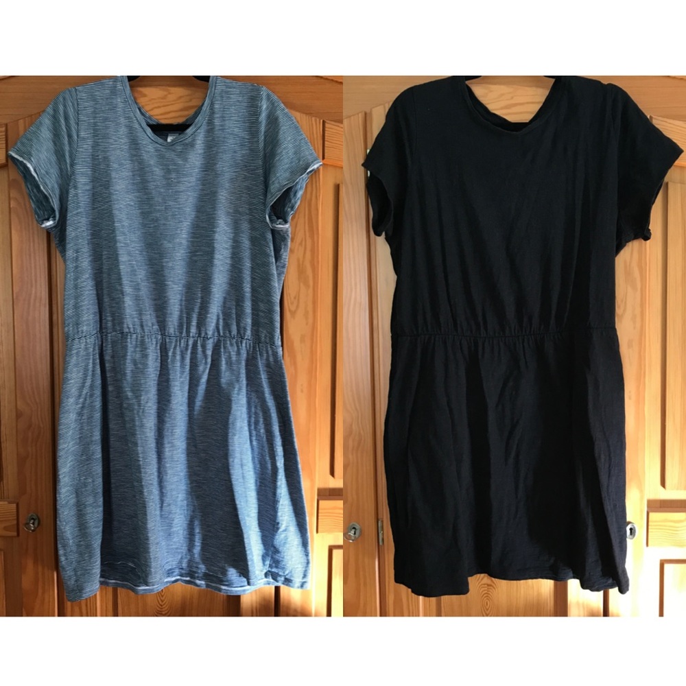 Waist-defined Tshirt Dresses (SET OF 2) Blue striped and black Old Navy